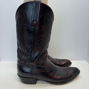Lucchese 2000 Cowboy Western Boots Mens Size 12 Black Cherry Calf Skin Leather